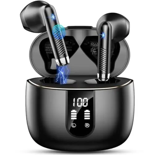 Produktbild: Bluetooth 5.4 Kopfhörer, In Ear Kopfhörer Kabellos Bluetooth 2025 Neu Kabellose Kopfhörer mit 4 ENC Mic, Noise Cancelling Earbuds 56Std Tiefer Bass, USB-C, IP7 Wasserdicht Sport Ohrhörer, LED-Anzeige