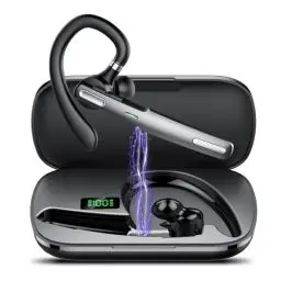 Produktbild: Bluetooth Headset V5.3 mit Dual Mic Geräuschunterdrückung, 100H Stunden Sprechzeit, Headset Kabellos mit LED Ladecase, In-Ear Headset Handy mit für Autofahren/Business/Büro