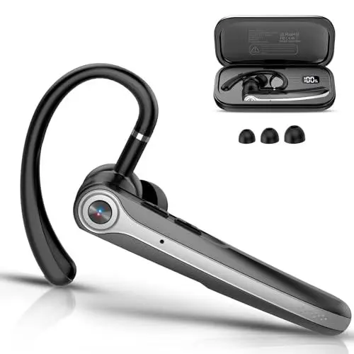 Produktbild: Bluetooth Headset V5.4 Wireless Freisprech Telefon mit CVC 8.0 und ENC Dual Mikrofon, Bluetooth Ohrhörer kabellos mit 25h Sprechzeit, 120h Standby Headset Handy für Autofahren Büro Business, Schwarz