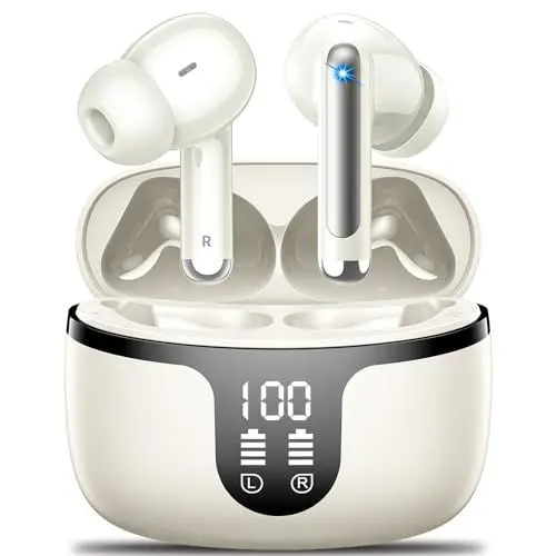 Produktbild: Bluetooth Kopfhörer,2024 Kopfhörer Kabellos Bluetooth 5.3 in Ear Ohrhörer mit 4 ENC Noise Cancelling Mikrofon,48H Spielzeit mit LED-Anzeige,IPX7 Wasserdicht Sport Headphones für iPhone Android ,Gelb
