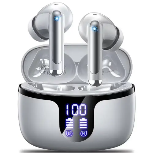 Produktbild: Bluetooth Kopfhörer,Kopfhörer Kabellos Bluetooth 5.3 in Ear mit 4 HD Mikrofon,2024 ENC Noise Cancelling Ohrhörer,42H Spielzeit mit LED-Anzeige,HiFi Stereo,IP7 Wasserdicht Headphones für Arbeit Sport