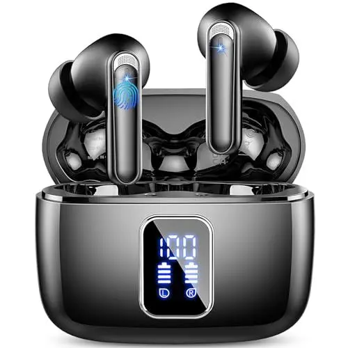 Produktbild: Bluetooth Kopfhörer, 2024 In Ear Kopfhörer Kabellos Bluetooth 5.3 mit 4 ENC Mic, Kabellose Kopfhörer Tiefer Bass 48Std Wireless Earbuds Noise Cancelling, IP7 Wasserdicht Ohrhörer LED-Anzeige USB-C