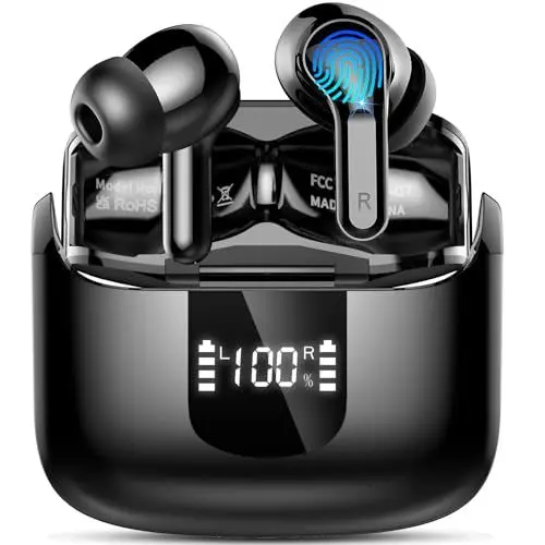 Produktbild: Bluetooth Kopfhörer, 2025 Kopfhörer Kabellos Bluetooth 5.4, 48Std Tiefer Bass 3D Stereo Wireless Earbud, 4 ENC Noise Cancelling Mic, in-ear Ohrhörer Sport mit IP7 Wasserdicht, 3g Comfort Fit, USB-C