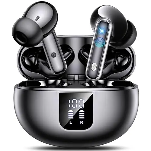 Produktbild: Bluetooth Kopfhörer, Kopfhörer Kabellos Bluetooth 5.4 In Ear, Kabellose Kopfhörer 36 Std Kabellose Kopfhörer mit 4 ENC Mic, LED Display IP7 Wasserdicht Ohrhörer