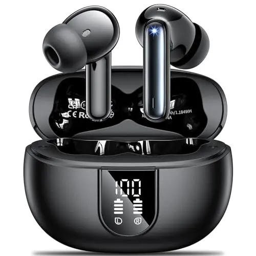 Produktbild: AOVOCE Bluetooth Kopfhörer,Kopfhörer Kabellos Bluetooth 5.3 Sport In-Ear Kopfhörer mit 4X ENC Mikrofonen bass-Stereo & 42h Spielzeit IPX7 wasserdicht kopfhörer LED-Akku-Anzeige