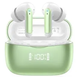 Produktbild: Bluetooth Kopfhörer, HiFi Stereo Kopfhörer Kabellos Bluetooth 5.3 mit 4 ENC Noise Cancelling Mic,56H Kabellose Kopfhörer mit LED-Anzeige, IPX7 Wasserdicht Ohrhörer für Sport und Studium, USB-C