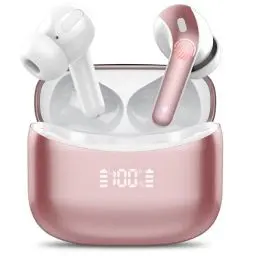 Produktbild: Bluetooth Kopfhörer, In Ear Kopfhörer Kabellos Bluetooth 5.3, 2024 Letzte Kabellose Kopfhörer Noise Cancelling Earbuds mit 4 ENC Mic, LED-Anzeige, 52H Tiefer Bass, IP7 Wasserdichte Ohrhörer, Rosé