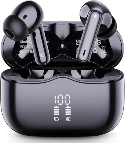 Produktbild: Bluetooth Kopfhörer, In Ear Kopfhörer Kabellos Bluetooth 5.4 HiFi Stereo, Kabellose Kopfhörer mit Noise Cancelling Mic, 40Std Tiefer Bass IP7 Wasserdicht Sport Ohrhörer für Arbeit und Studium USB-C