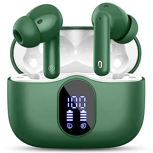 Produktbild: Bluetooth 5.3 Kopfhörer, kabellos, mit 4 ENC, Geräuschunterdrückung, Mikrofon, Bluetooth-Kopfhörer, HiFi-Stereo-Sound, 36 Stunden Wiedergabezeit, IP7 wasserdicht, LED-Display, Touch-Steuerung