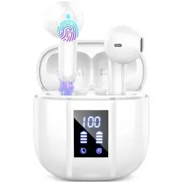 Produktbild: Bluetooth Kopfhörer, Kopfhörer Kabellos Bluetooth 5.3, In Ear Kopfhörer Bluetooth, IP7 Wasserdicht Wireless Kopfhörer mit Mikrofon, 48H Immersiver Deep Bass Earbud, Digitale LED-Anzeige Ohrhörer Weiss