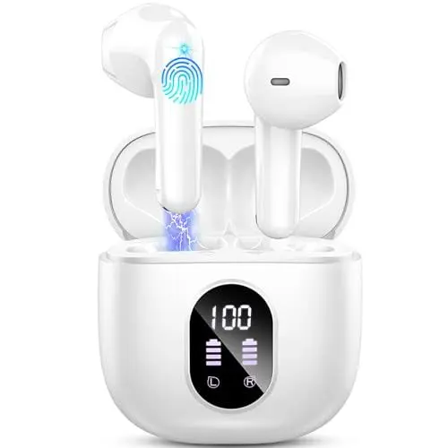 Produktbild: Bluetooth Kopfhörer, Kopfhörer Kabellos Bluetooth 5.4 In Ear kopfhörer bluetooth mit 4 Mic, 50H Kabellose Kopfhörer ENC Noise Cancelling, Tiefer Bass Earbuds IP7 Wasserdicht Ohrhörer, LED-Anzeige-2025