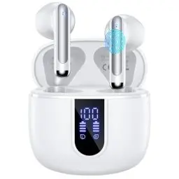 Produktbild: Bluetooth Kopfhörer, Kopfhörer Kabellos Bluetooth 5.3 In Ear Kopfhörer Bluetooth mit 4 Noise Cancelling Mics Tiefer Bass, Kabellose Kopfhörer 40H Spielzeit mit LED IP7 Wasserdicht für Arbeit Sport