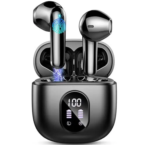 Produktbild: Bluetooth Kopfhörer, Kopfhörer Kabellos Bluetooth 5.3 In Ear Kopfhörer, Mini Kabellose Kopfhörer mit 4 ENC Noise Cancelling Mic, 50H Spielzeit Wireless Earbuds, LED-Anzeige, Ohrhörer IP7 Wasserdichte
