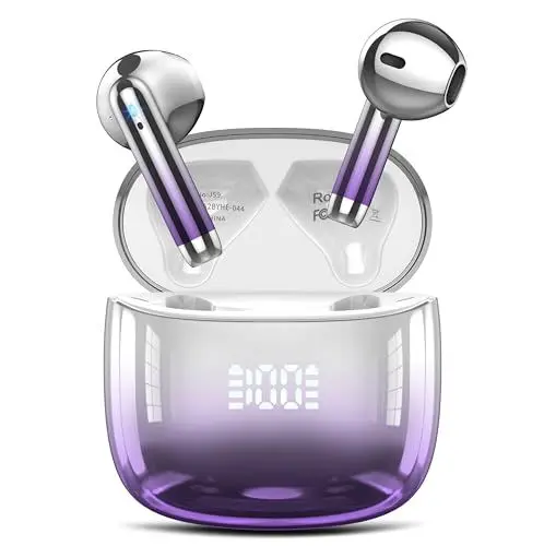 Produktbild: Bluetooth Kopfhörer, Kopfhörer Kabellos Bluetooth 5.3 In Ear Kopfhörer mit 4 ENC Mic, HiFi Stereo, 40H Kabellose Kopfhörer Tiefer Bass Wireless Earbuds, LED-Anzeige, IP7 wasserdichte Ohrhörer, Lila