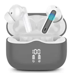Produktbild: Bluetooth Kopfhörer, Kopfhörer Kabellos Bluetooth 5.3 In Ear Kopfhörer mit 4 ENC Mic, Kabellose Kopfhörer Tiefer Bass 40Std Wireless Earbuds Noise Cancelling, IP7 Wasserdicht, LED-Anzeige, Dunkelgrau