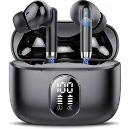 Produktbild: Bluetooth Kopfhörer, Kopfhörer Kabellos Bluetooth 5.3 In Ear Kopfhörer mit 4 ENC Noise Cancelling Mic, Kabellose Kopfhörer 40Std, Tiefer Bass Earbuds, IP7 Wasserdicht Ohrhörer/Tragbares Design/Schwarz