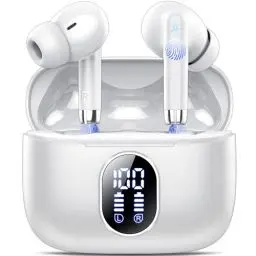 Produktbild: Bluetooth Kopfhörer, Kopfhörer Kabellos Bluetooth 5.3 In Ear Kopfhörer mit 4 ENC Noise Cancelling Mic, Kabellose Kopfhörer 40Std, Tiefer Bass Earbuds, IP7 Wasserdicht Ohrhörer, Tragbares Design, Weiß