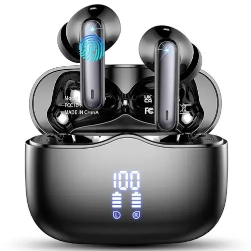 Produktbild: Bluetooth Kopfhörer, Kopfhörer Kabellos Bluetooth 5.3 In Ear Kopfhörer mit 4 ENC Noise Cancelling Mic, Kabellose Kopfhörer Immersiver HiFi Stereo, IP7 Wasserdicht Ohrhörer, 40Std Earbuds LED-Anzeige