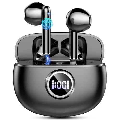 Produktbild: Bluetooth Kopfhörer, Kopfhörer Kabellos Bluetooth 5.3 In Ear Kopfhörer mit 4 Mikrofon, 40H Stunden, LED-Anzeige, Wireless Kopfhörer HiFi Stereo Noise Cancelling Earbud, IP7 Wasserdicht für iOS Android