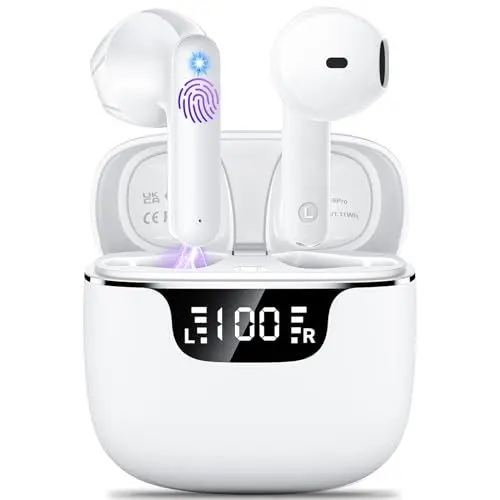 Produktbild: Bluetooth Kopfhörer, Kopfhörer Kabellos Bluetooth 5.3 In Ear Kopfhörer mit HiFi Stereo Bass & 4 ENC Noise Cancelling Mic, 42H Kabellose Ohrhörer con LED Anzeige, IP6 Wasserdicht für Sprots und Arbeit