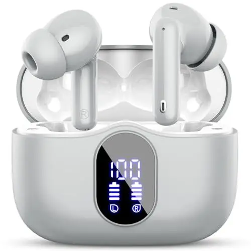 Produktbild: Bluetooth Kopfhörer, Kopfhörer Kabellos Bluetooth 5.3 Sport In Ear Kopfhörer mit 4 Mikrofon, 40 std Spielzeit, LED-Anzeige, ENC Lärmreduzierung, HiFi Stereo Ohrhörer für Arbeit und Studium