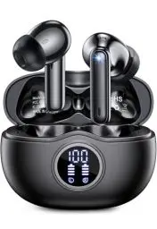 Produktbild: Bluetooth Kopfhörer, Kopfhörer Kabellos Bluetooth 5.3 Stereo von hoher Qualität, mit 4 ENC Noise Cancelling Mic, 50 Stunden Wiedergabe, LED-Display, IP7 Sport Wasserdichte Kabellose Kopfhörer, Schwarz