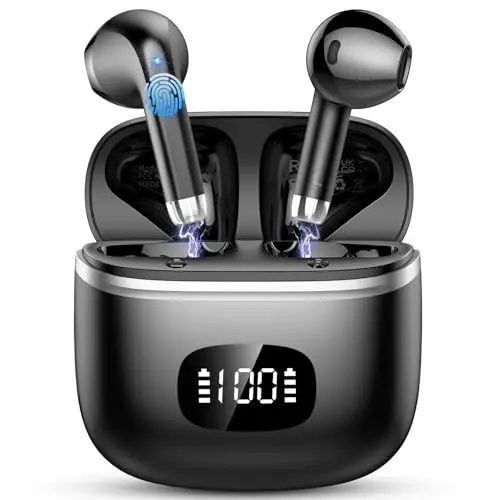 Produktbild: Bluetooth Kopfhörer Kabellos 5.3 Mit 4 ENC Noise Cancelling Mic, In Ear HiFi Stereo, 40 Std Spielzeit, LED-Anzeige, USB-C, Ohrhörer für Arbeit Spiel Sport