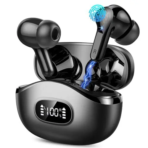 Produktbild: AOTONOK Bluetooth Kopfhörer Kabellos 5.3 mit 4 ENC Noise Cancelling Mics, In Ear Kopfhörer Bluetooth Tiefer Deep Bass, 40H Kabellose Kopfhörer IP7 Wasserdicht Earbuds LED-Anzeige Ohrhörer