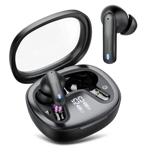 Produktbild: TYCRALI H69: Bluetooth 5.3 In-Ear Kopfhörer mit 4 Mic, ENC Noise Cancelling, HiFi Stereo, 36 Std Spielzeit, IP7 Wasserdicht, Schwarz