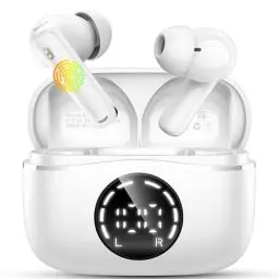 Produktbild: Bluetooth Kopfhörer, Kopfhörer Kabellos Bluetooth 5.4 In Ear Kopfhörer mit 4 ENC Noise Cancelling Mikrofon Earbuds, 48H Spielzeit IP7 Wasserdicht Bluetooth Ohrhörer für Yoga/Reisen 2024 Neu Weiß