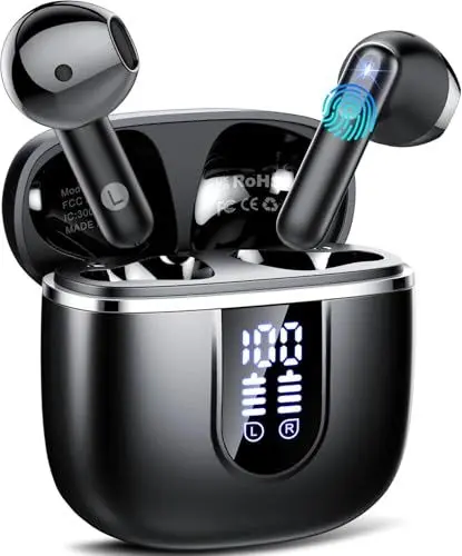 Produktbild: Bluetooth Kopfhörer, Kopfhörer Kabellos Bluetooth 5.4 In Ear Kopfhörer mit 4 ENC Noise Cancelling Mikrofonen, 40Std Ohrhörer mit LED Anzeige USB-C, IP7 Wasserdicht Wireless Earbuds für Sport Arbeit