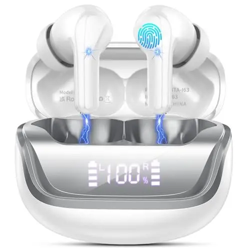 Produktbild: Bluetooth Kopfhörer, Kopfhörer Kabellos Bluetooth 5.4 In Ear Kopfhörer mit ENC Noise Cancelling Mic, Wireless Kopfhörer Tiefer Bass, IP7 Wasserdicht Wireless Earbuds,45H Bluetooth Ohrhörer LED Anzeige