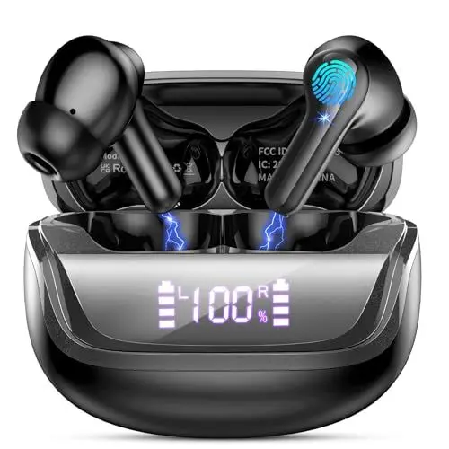 Produktbild: Bluetooth Kopfhörer, Kopfhörer Kabellos Bluetooth 5.4 mit 4 HD Mic, HiFi Stereo In Ear Kopfhörer, 45H Kabellose Kopfhörer ENC Noise Cancelling Earbuds, IP7 Wasserdicht Ohrhörer, Touch Control, USB-C