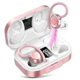 Produktbild: Bluetooth Kopfhörer Sport, In Ear Kopfhörer Kabellos Bluetooth 5.3 Kabellose Kopfhörer mit 4 Mic, 120H Spielzeit, 2024 Neue Weicher Ohrbügel, IP7 Wasserdicht Ohrhörer LED-Anzeige USB-C