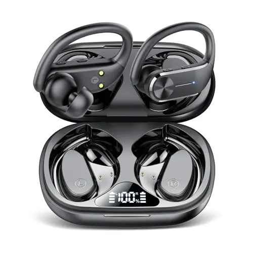 Produktbild: Bluetooth Kopfhörer Sport, In Ear Kopfhörer Kabellos Bluetooth 5.3 mit 4 ENC Noise Cancelling Mikrofon, 2024 Neue IP8 wasserdichte Earbuds, 68 Std Spielzeit, Dual LEDAnzeige Ohrhörer für iOS Android