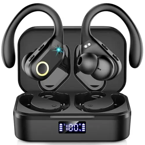 Produktbild: Bluetooth Kopfhörer Sport, in Ear Kopfhörer Kabellos Bluetooth 5.3 ENC Noise Cancelling Mikrofon HD Anruf, Bass Stereoklang Earbuds, 60H Spielzeit USB C Ladekoffer LED Anzeige IP7 Wasserdicht Ohrhörer