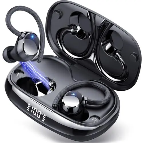 Produktbild: Tukio Bluetooth Kopfhörer Sport, Kopfhörer Kabellos Bluetooth, 80Std In-Ear 20250114-10 Tiefschwarz