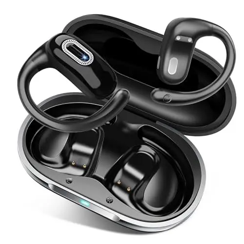 Produktbild: Bluetooth Kopfhörer Sport, Kopfhörer Kabellos Bluetooth 5.4, Tiefer Bass, Noise Cancelling Earbuds mit ENC Mic, Sportkopfhörer Over-Ear mit Ohrhaken, IPX7 Wasserdicht Ohrhörer mit Ohrhaken, Schwarz