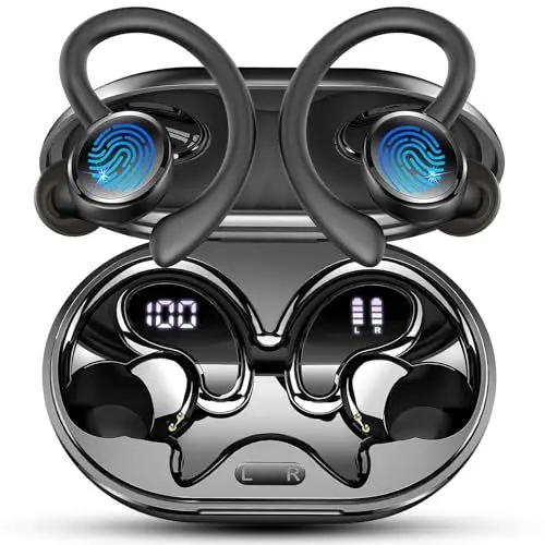 Produktbild: Bluetooth Kopfhörer Sport, Kopfhörer Kabellos Bluetooth 5.4 mit 4 ENC Noise Cancelling Mic, In Ear Kopfhörer mit HiFi Stereo, 50 Std Spielzeit Sportkopfhörer, IP7 Wasserdicht, Dual LED-Anzeige