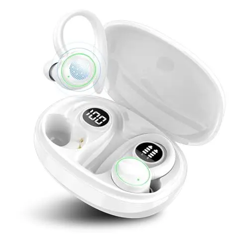Produktbild: Bluetooth Kopfhörer Sport, Kopfhörer Kabellos Bluetooth 5.3 mit 4 Mic, In Ear Kopfhörer Bluetooth ENC Noise Cancelling, HiFi Stereo Ohrhörer mit LED-Anzeige, 48 Std Spielzeit, IP7 Wasserdicht, Weiß