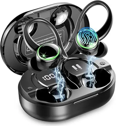Produktbild: Bluetooth Kopfhörer Sport, Kopfhörer Kabellos Bluetooth 5.4 mit ENC Noise Cancelling und 4 HD Mics, 50 Std Kabellose Ohrhörer, In Ear Kopfhörer mit Hi-Fi Stereo, IP7 Wasserdicht, USB-C/LED-Anzeige