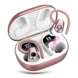 Produktbild: Bluetooth Kopfhörer Sport, Kopfhörer Kabellos Bluetooth In Ear , 50Std Ultraleicht Wireless Earbuds mit Bügel, Noise Cancelling Ohrhörer, HiFi Stereo, LED Anzeige, IP7 Wasserdicht Joggen, Roségold