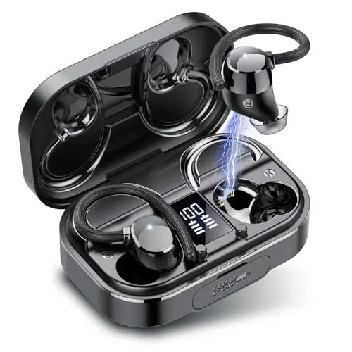Produktbild: Bluetooth Kopfhörer Sport, in Ear Kopfhörer Kabellos Bluetooth 5.3 mit HD Mic, Herausragender Sound, 120 Std Spielzeit, Comfort Fit, Dual LED-Anzeige, IP7 Wasserdicht Ohrhörer mit Ohrhaken