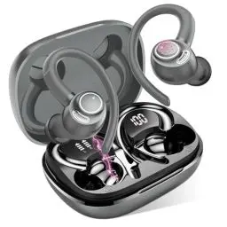Produktbild: Bluetooth Kopfhörer Sport, in Ear Kopfhörer Kabellos Bluetooth 5.3 mit HD Mic, Herausragender Sound, 40 Std Spielzeit, Comfort Fit, Dual LED-Anzeige, IP7 Wasserdicht Ohrhörer mit Ohrhaken, Blau