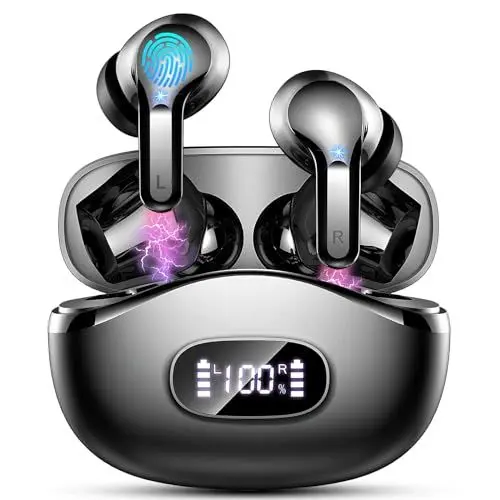 Produktbild: Bluetooth Kopfhörer in Ear, Kopfhörer Kabellos Bluetooth 5.3 mit 40H Tiefer Bass, 2024 Neue Wireless Kopfhörer mit ENC Noise Cancelling Mikrofon, IP7 Wasserdicht Wireless Earbuds LED-Anzeige Ohrhörer