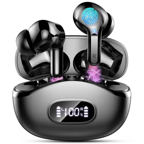 Produktbild: Bluetooth Kopfhörer in Ear, Kopfhörer Kabellos Bluetooth 5.3 mit ENC Noise Cancelling Mikrofon, 2025 Neue Wireless Kopfhörer mit 40H Tiefer Bass, IP7 Wasserdicht Wireless Earbuds Ohrhörer, LED-Anzeige