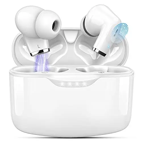 Produktbild: Bluetooth Kopfhörer in Ear, Kopfhörer Kabellos Bluetooth 5.3 mit Mikrofon, Immersiver Premium Sound Fernverbindungs Ohrhörer, 40 Std Spielzeit, IP67 Wasserdicht Wireless Earbuds Leichte, Weiß