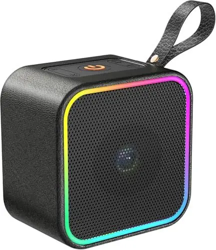 Produktbild: Bluetooth Lautsprecher, Tragbarer Bluetooth 5.3 Musikbox mit Licht, Dualen Bass-Treibern, 10 Akku, IPX6 Wasserdicht Box, Freisprechen, TWS Paarung, Geeignet für Outdoor, Reisen, Strand, Schwarz