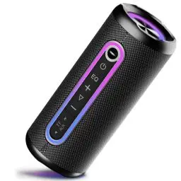 Produktbild: Bluetooth Lautsprecher mit Licht, Bluetooth 5.4 Musikbox, Dual Lautsprecher, Dualen Bass-Treibern, 30 Std Akku, IPX7 wasserdicht, TWS Paarung, AUX, TF Karte, Geeignet Outdoor/Party/Reisen, Schwarz