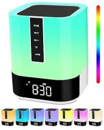 Produktbild: Bluetooth Lautsprecher mit Licht, Kinder Wecker, White Noise Machine,Nachttischlampe Touch-Dimmbar,48 RGB Farbwechsel LED Tischlampe,Geschenke für Mädchen Junges Teenager Geburtstagsgeschenk